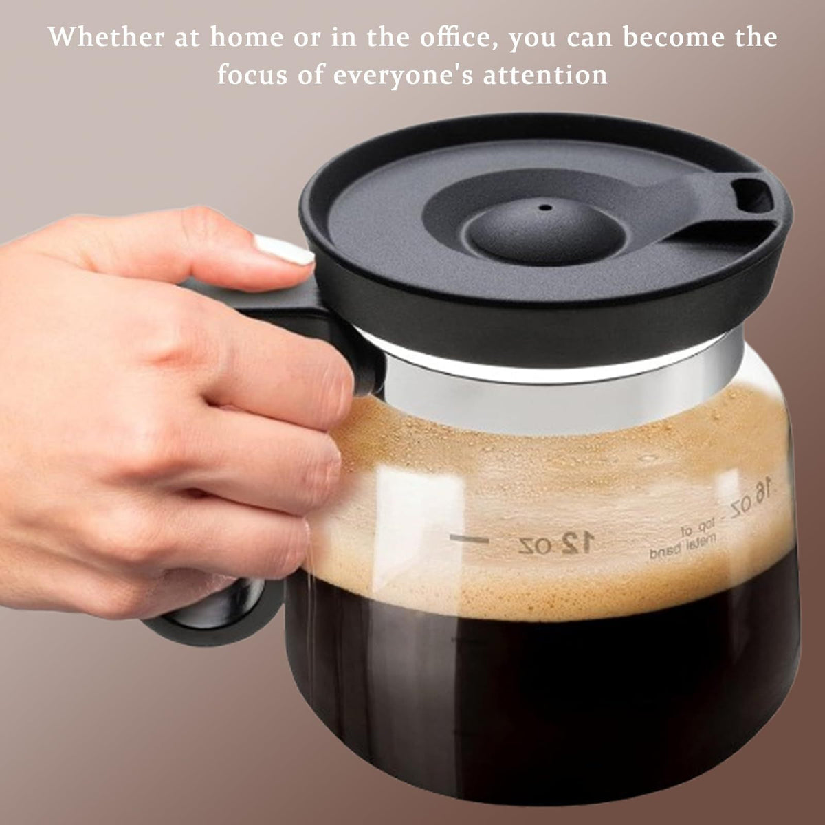 Pouring fresh coffee into a Slow Mill glass coffee server