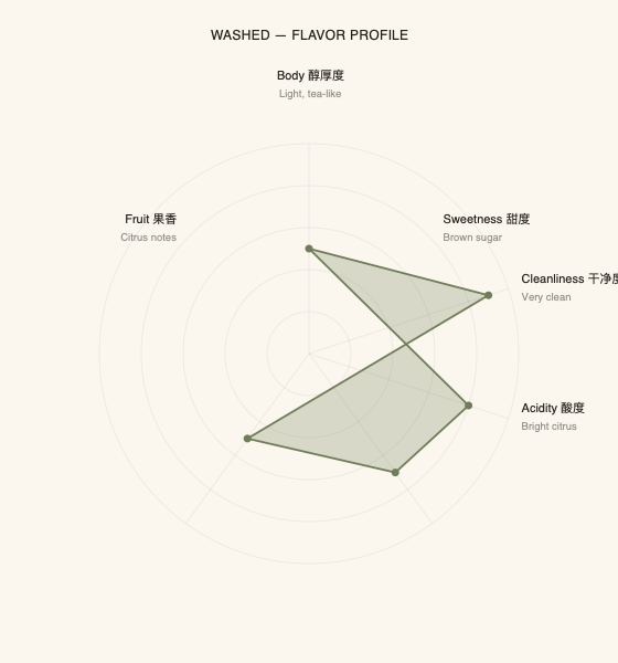 Flavor profile radar chart for Slow Mill Coffee Yunnan Washed Single Origin Coffee