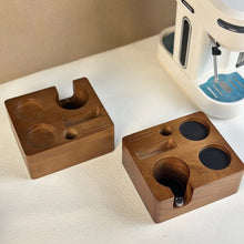 58mm solid wood espresso tamping station with integrated tool positions