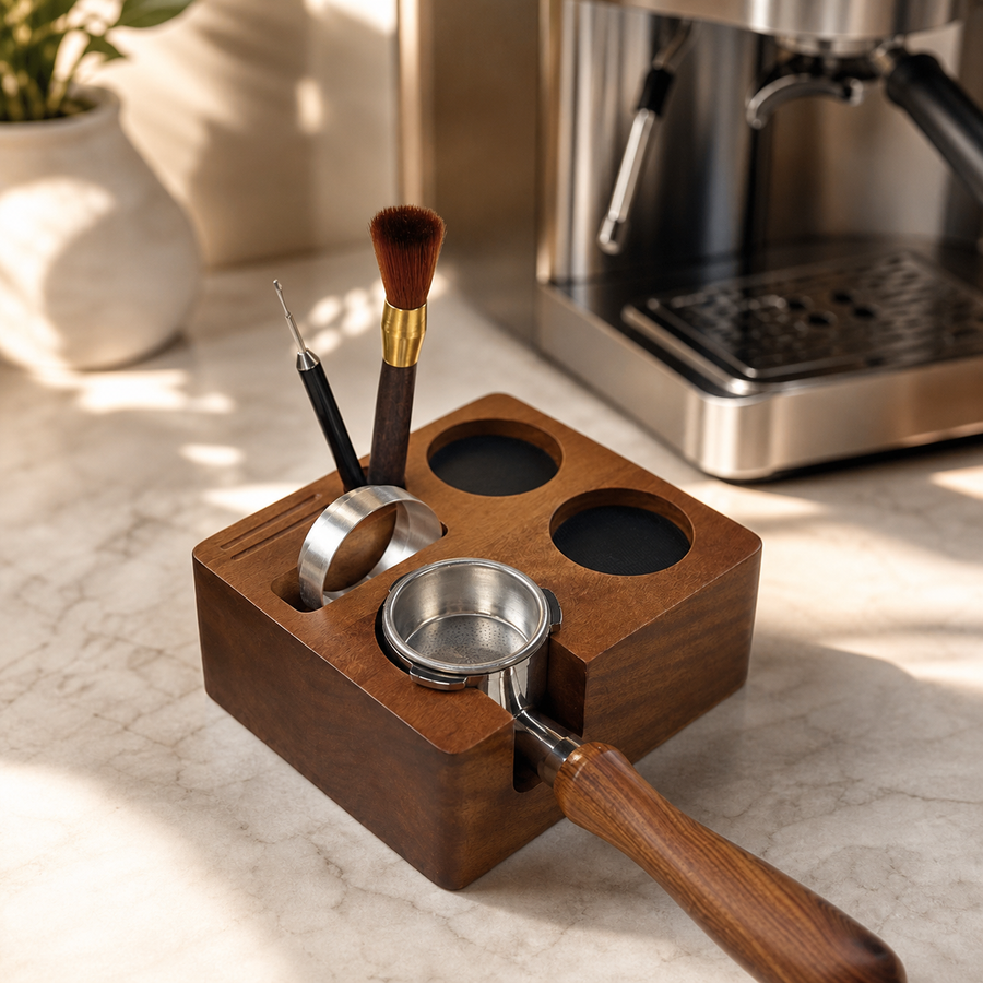 58mm Solid Wood Espresso Tamping Station