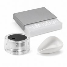 Silver and clear three piece mini coffee scale prep set